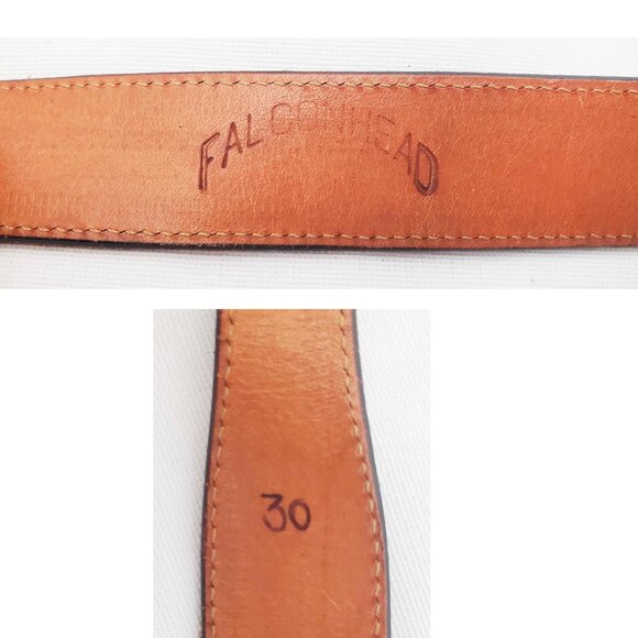 Vintage FALCONHEAD Black Calf Leather Belt R D M Sterling Silver Buckle 30